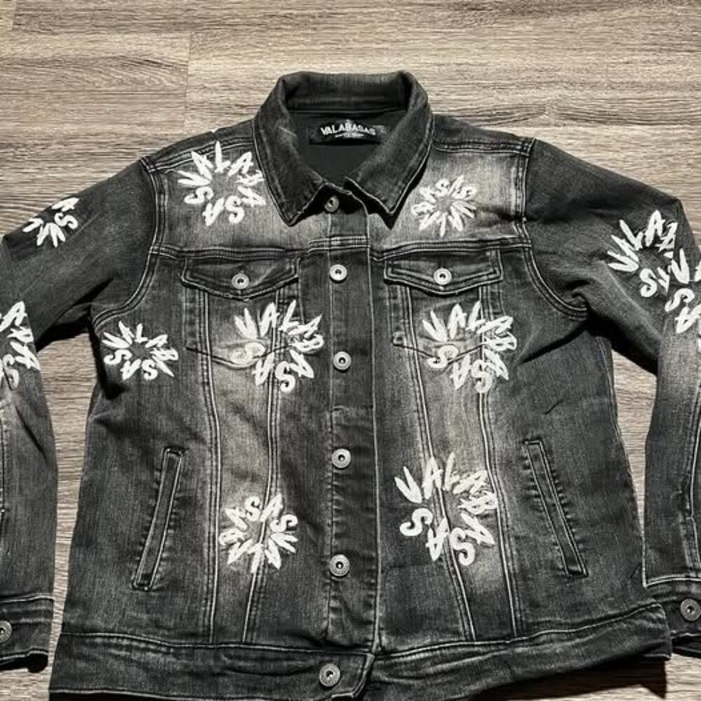 Valabasa Black Denim Jacket Womens Medium Embellished Embroidery - Picture 6 of 10